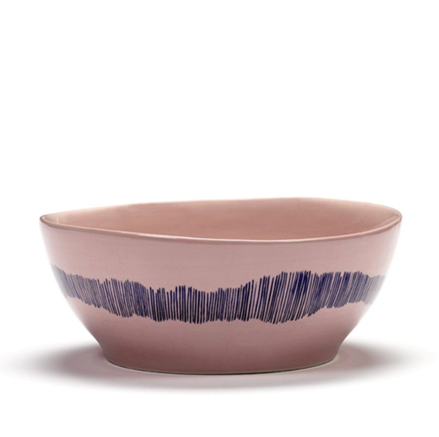 Feast Bowl Pink Swirl Stripes Blue - Set Of 4