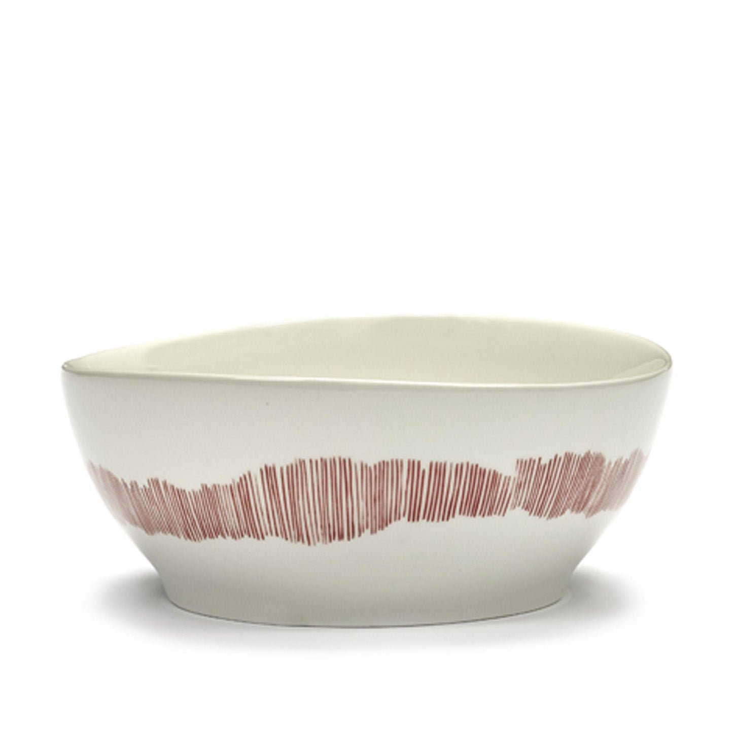 Feast Bowl White Swirl Stripes Red - Set Of 4