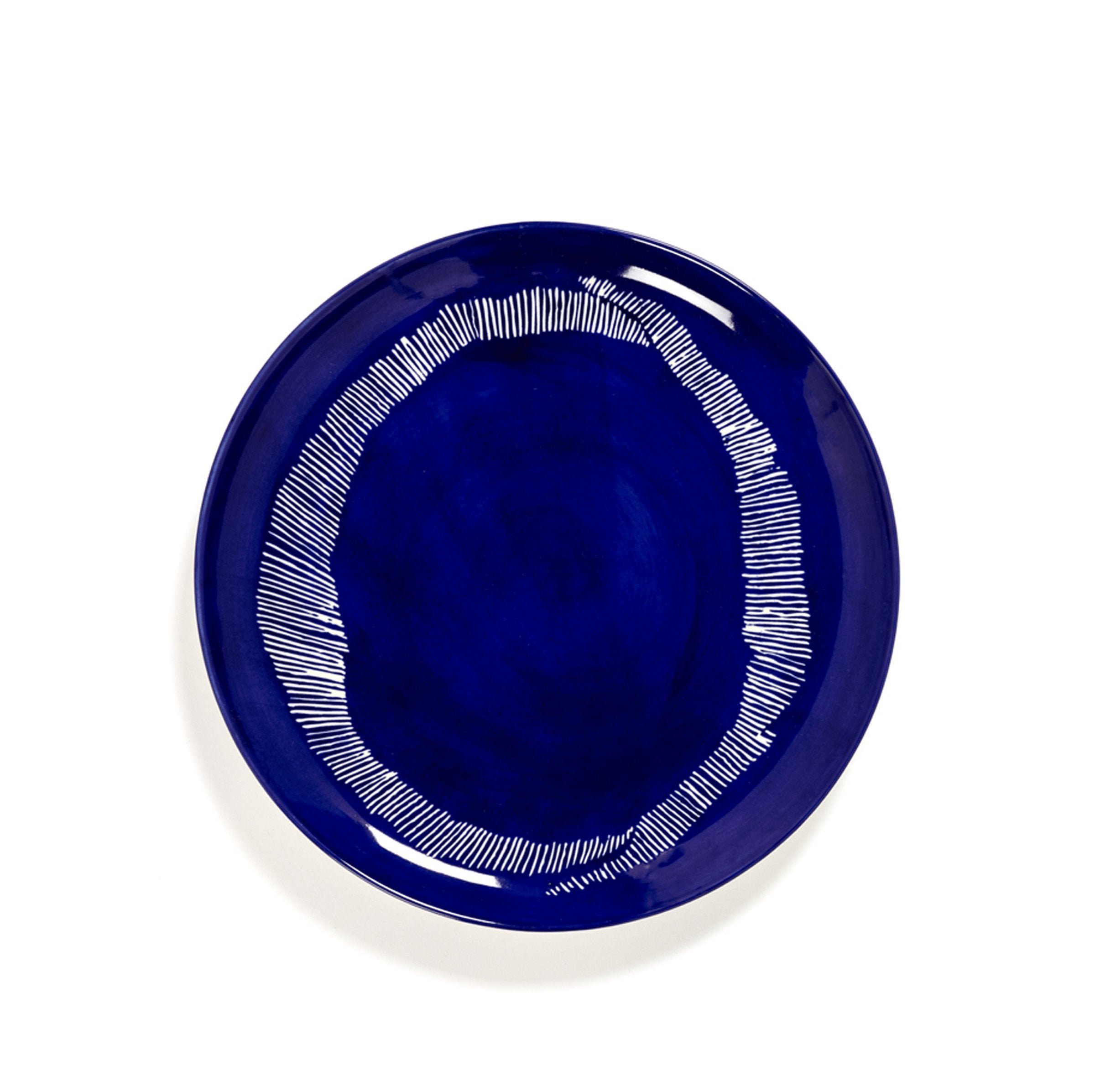 Feast Plate Lapis Lazuli Swirl - Stripes White - Set Of 2