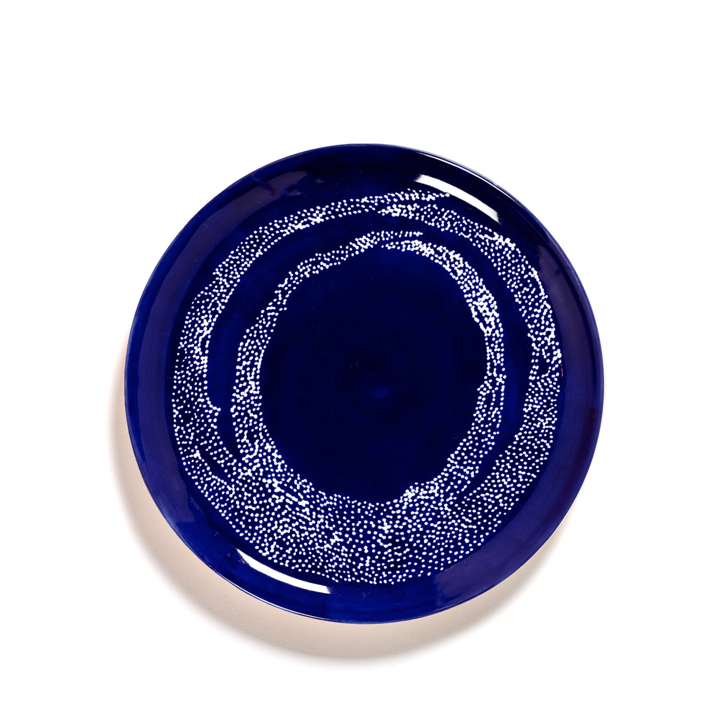 Feast Plate Lapis Lazuli Swirl Dots White - Set Of 2